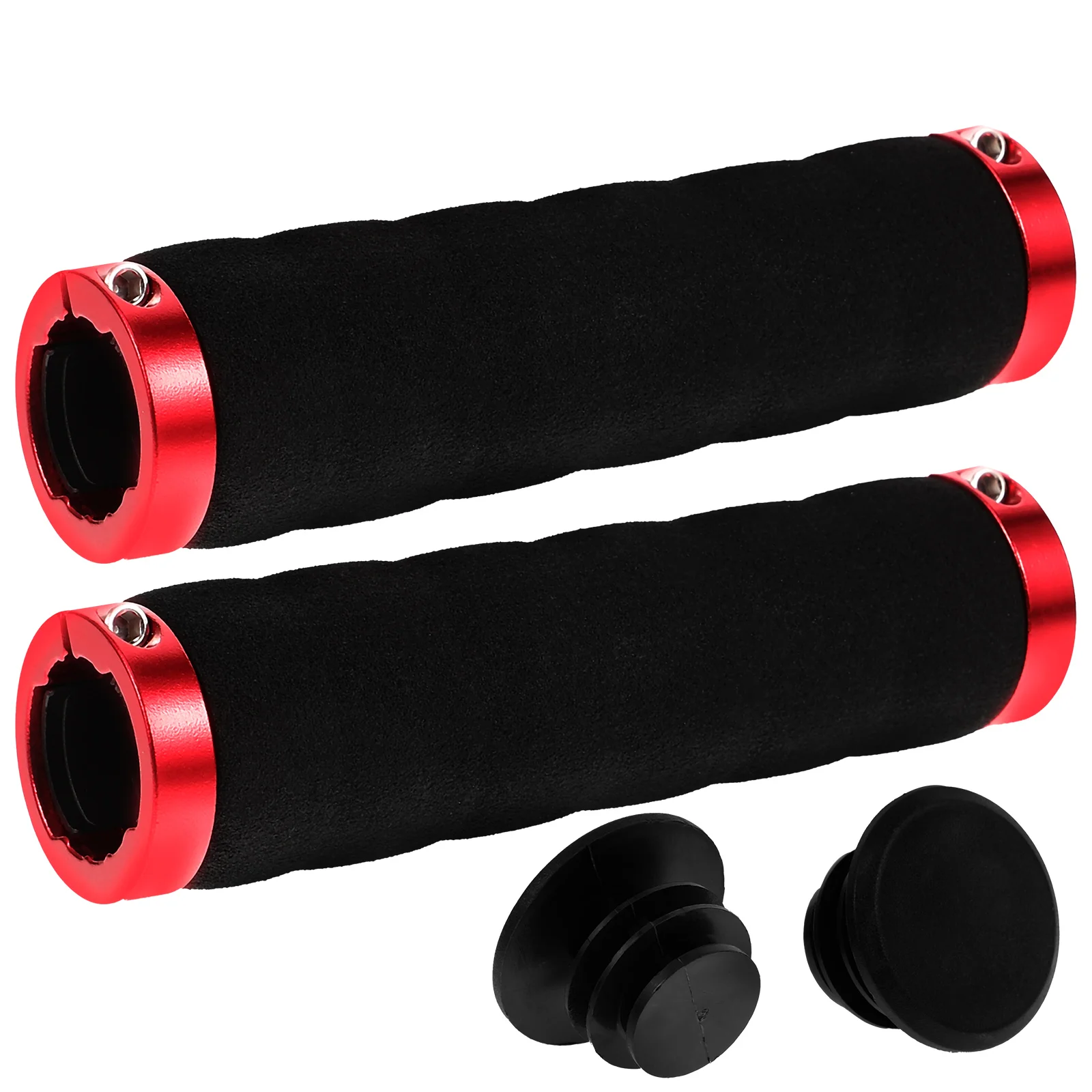 

1 Pair Red Mountain Bike Handlebar Grips Shockproof Cycling Supplies Non Skid Bike Grips Handle Cover For Road Electric Bikes