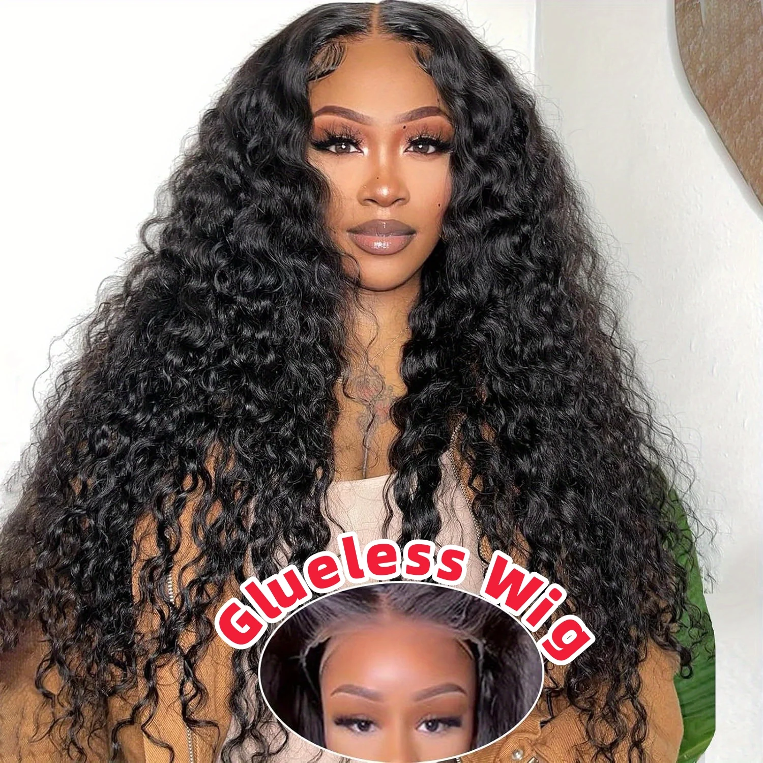 6x6 Glueless Deep Wave Ready to Wear Lace Closure Wigs Human Hair Pre Plucked 5x5 Curly Brazilian Transparent Lace Frontal Wigs