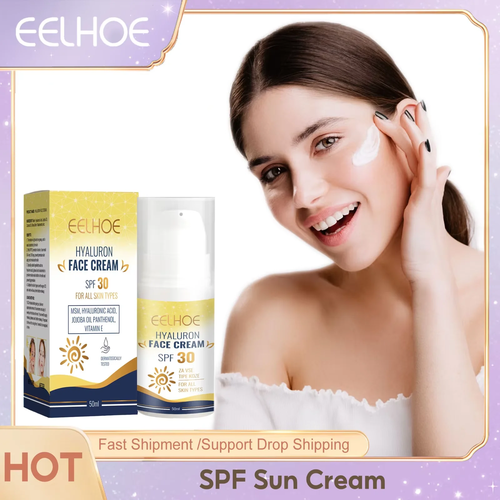 Creme Corporal Whitening Hidratante Solar, Protetor Solar Anti-Envelhecimento, Protetor Solar Protetor para Rosto, Creme de Queimaduras Solares, Hidratante, FPS