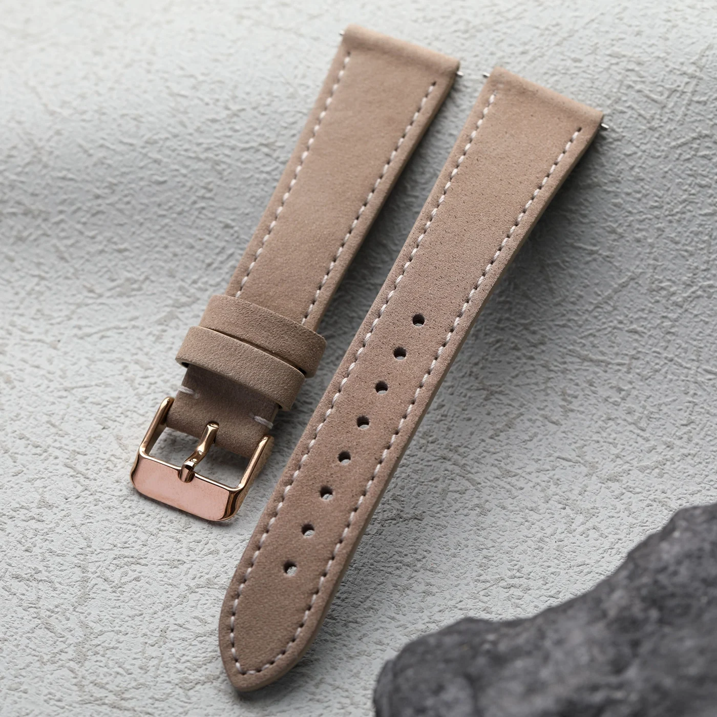 Handmade frosted leather strap 18 19 20 22MM soft, grey camel color quick release, soft men's strap, retro style