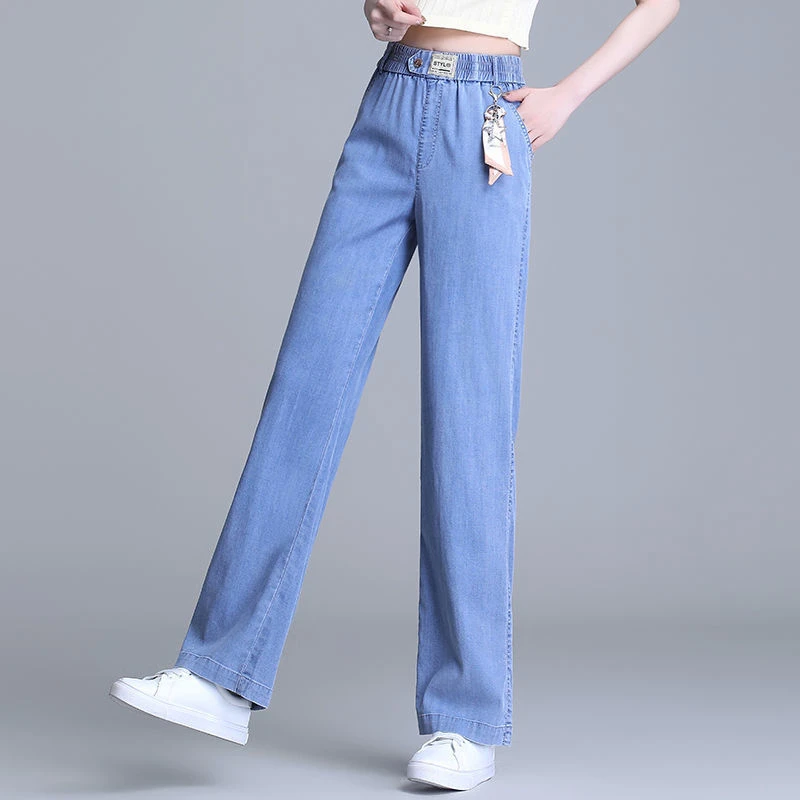 

High Waist Denim Wide Leg Pants Female 2024 Summer New Thin Style Fashion Slim Straight Leg Trousers Women's Loose Casual Jeans