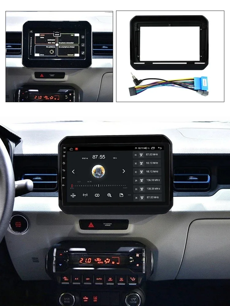 9 inch Car Fascia Radio Panel cable for Suzuki IGNIS 2017 2018 Dash Kit Install Facia Console Bezel Adapter Plate Trim Cover