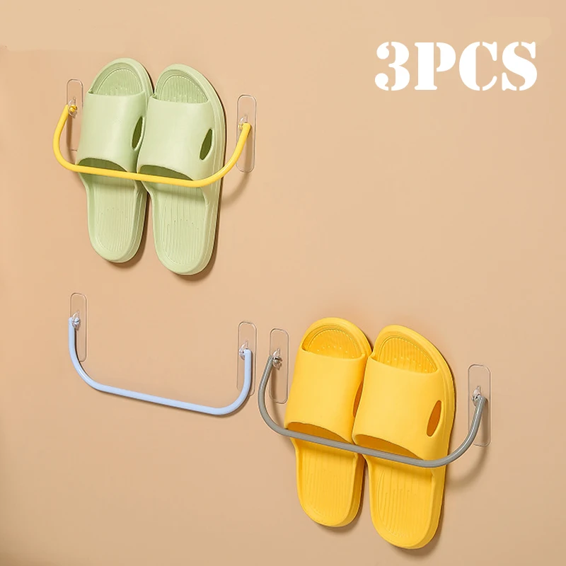 1/2/3pcs Simple Shoe Racks Bathroom Wall-mounted Hanging Holder Shoes Slippers Drain Storage Rack Household Shoe Organizer