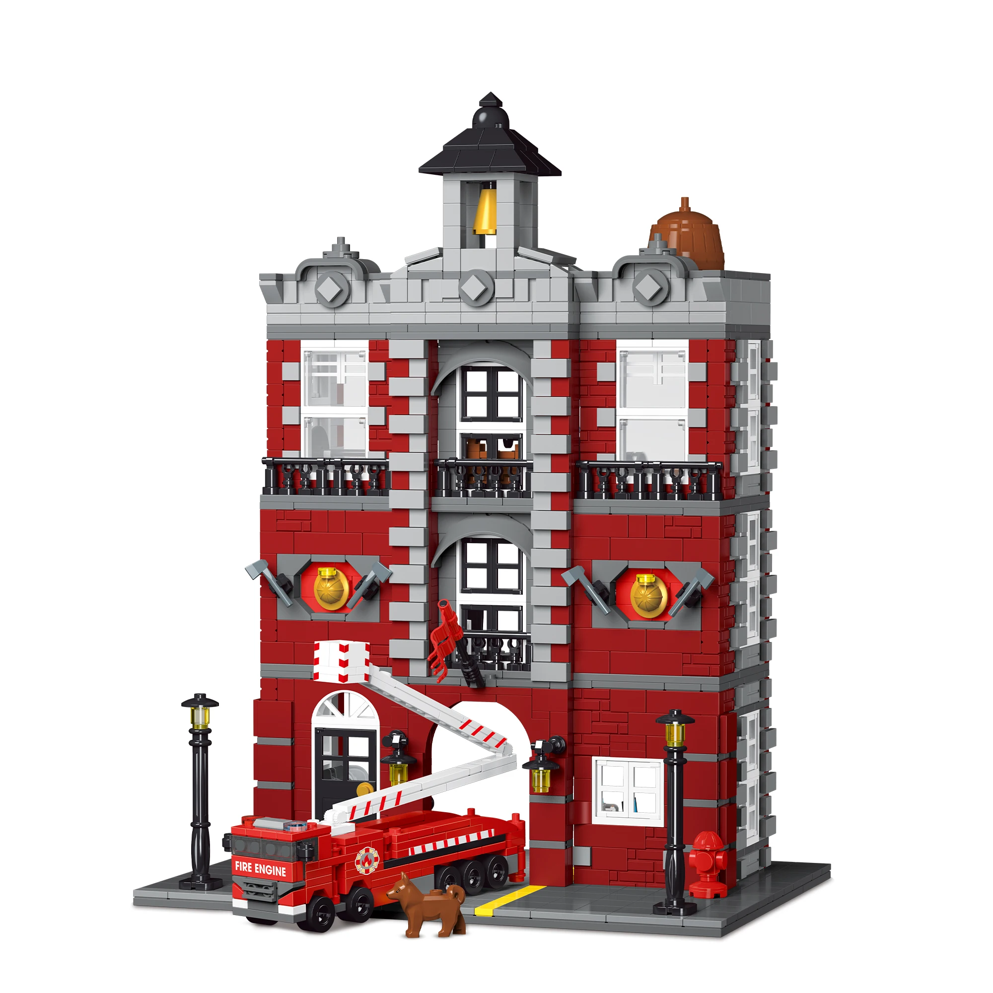 

1823PCS Retro Fire Station MOC Building Blocks DIY Street Scene Model STEM Educational Toy Adults Kids Birthday Christmas Gift