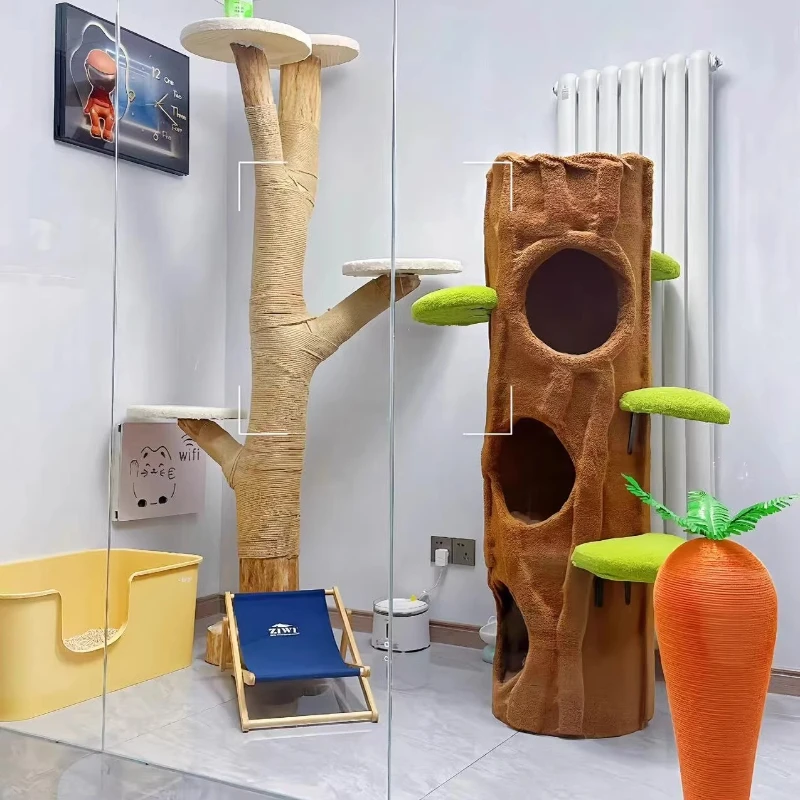 

Natural Log Cat Climbing Frame Cat Climbing Tree Jumping Platform Integrated Cat House Decorative Tree Shape Can Be Customized