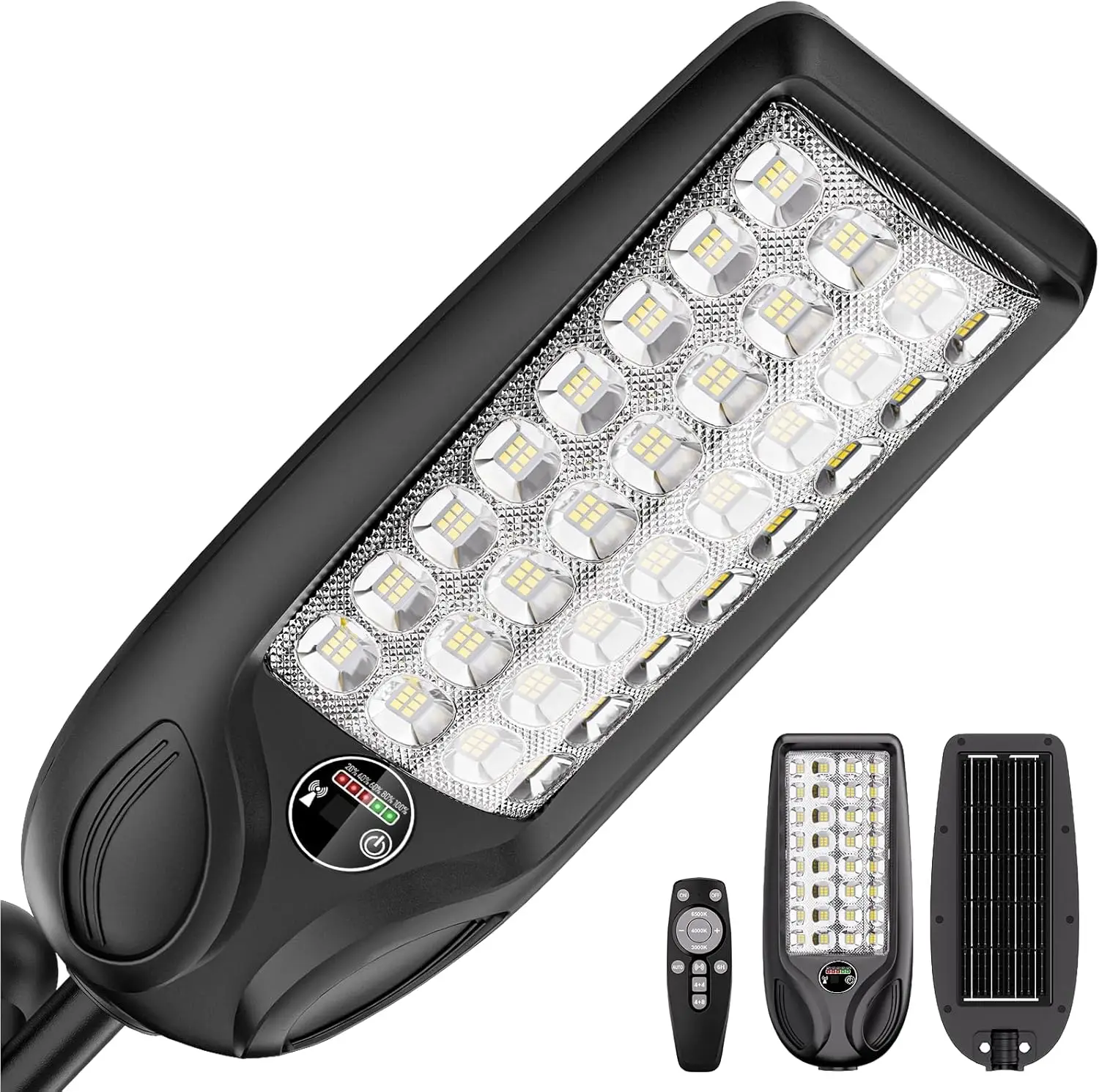 

Solar Lights Outdoor, 3-Color Waterproof Street Lights with Motion Sensor, Dusk to Dawn, for Yard, Basketball Court, Parking Lot