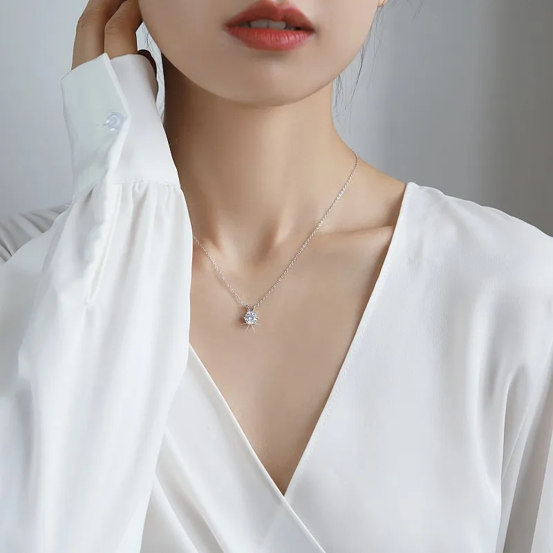 جديد مويسانيتي قلادة مع pt950 تصفيح قلادة 1 قيراط تشو الأسرة ستة مخلب موضة بسيطة s925 الفضة النقية مجوهرات الزفاف #4