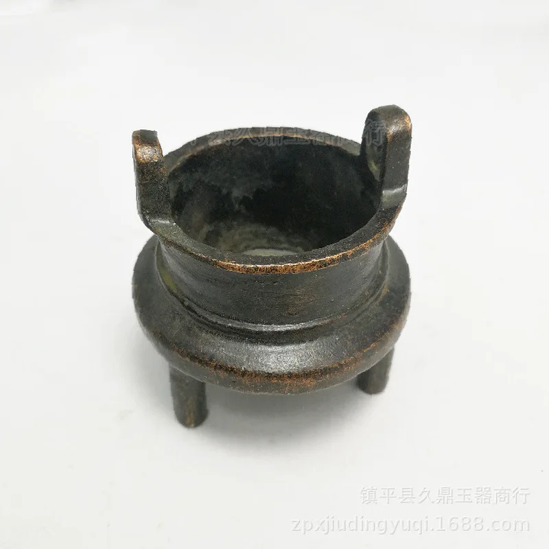 Antique Miscellaneous Items: Distressed Tripod Incense Burner, Small Bronze Ornament for Home and Office