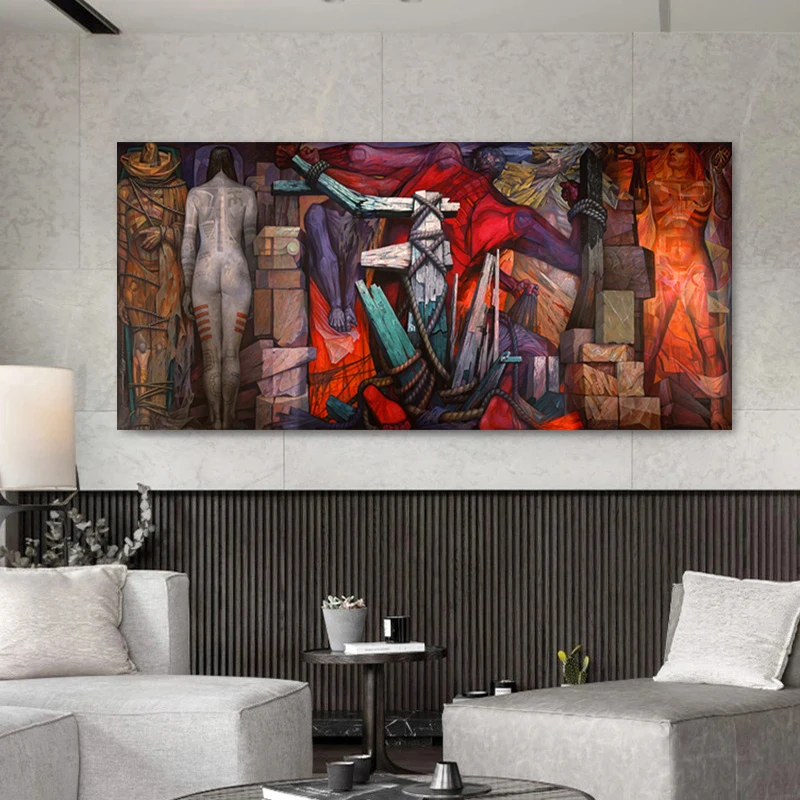 

Latin America History Abstract Picture Woman with God Canvas Painting Poster Prints Wall Art for Living Room Home Decoration
