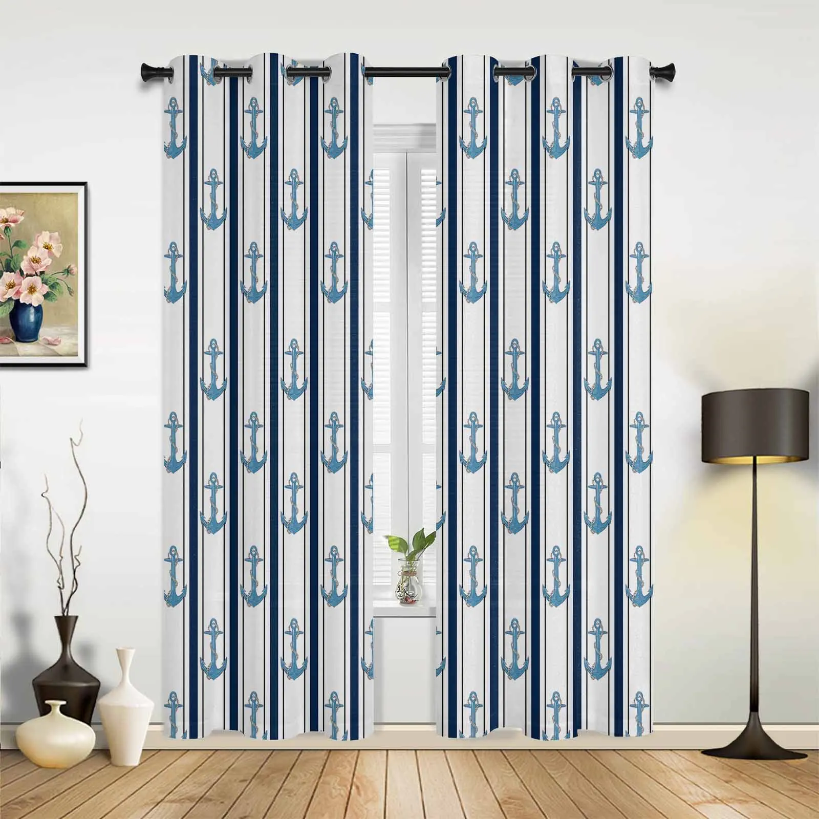 Anchor Lines Window Curtains for Living Room Luxury Bedroom Curtains Coffee Dining Room Drapes