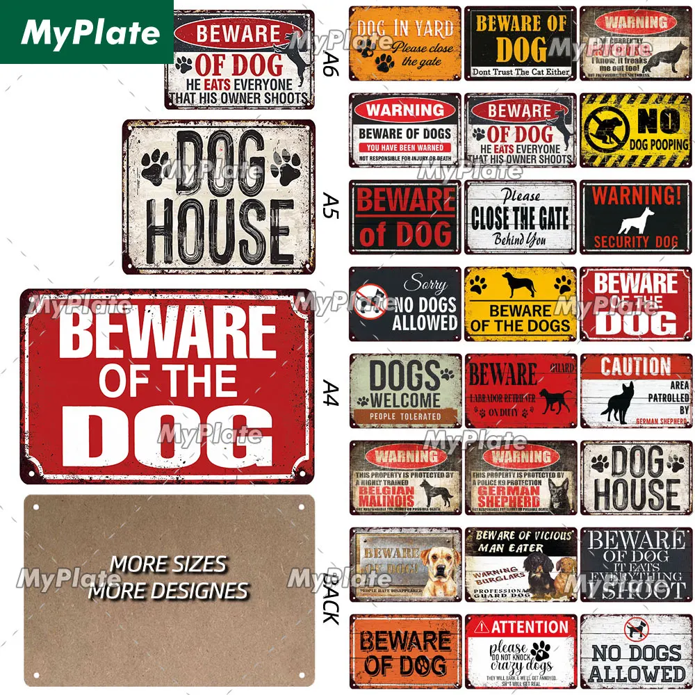 [MyPlate] Warning Dogs Rules Wooden Sign Wood Plaque Plate Painting For Pub Bar Home Wall Decoration Poster Gift Custom Made