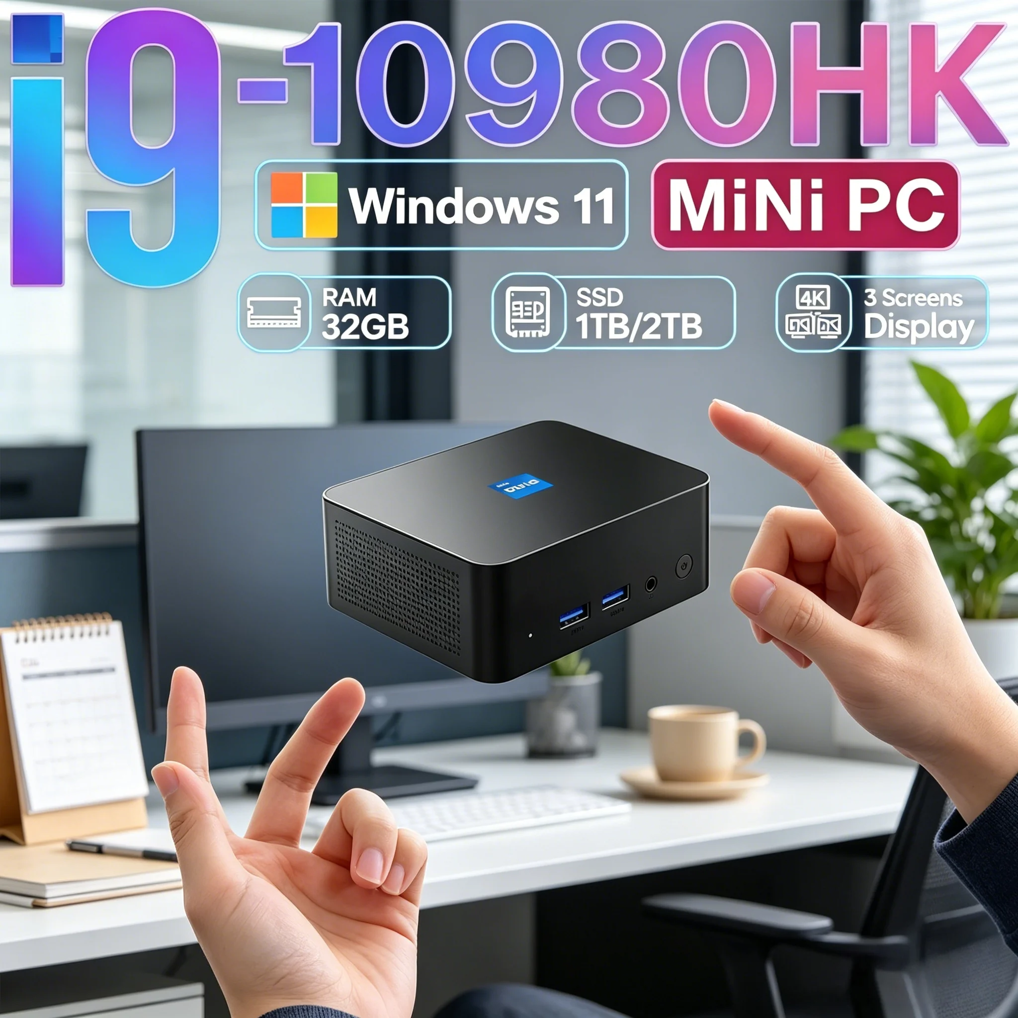 Laptop All Scene Application Mini PC Windows 11 Pro I9 10980HK Support Office Design Game Video Playback Mini Desktop