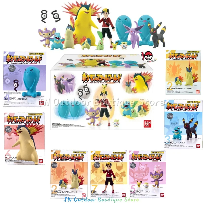 Оригинальные фигурки Bandai Scale World POKEMON: Золотой Тифлозон, Воббфет, Тотодайл, Тогепи, Пичу из региона Джото (аниме-игрушки)