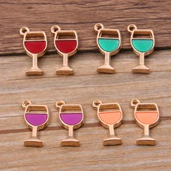 20pcs 9*18mm 4 Color Alloy Metal Drop Oil Wine Glass Charms Drinks Pendant For DIY Bracelet Necklace Jewelry Making