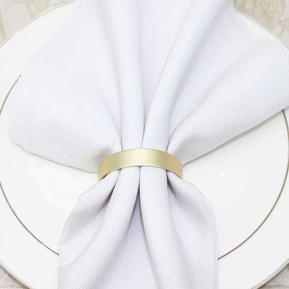 

6 Pcs Rings Napkin Rings Buckles Golden D Shape Zinc Alloy Table Decor Serviette Holders For Party Banquet Restaurant