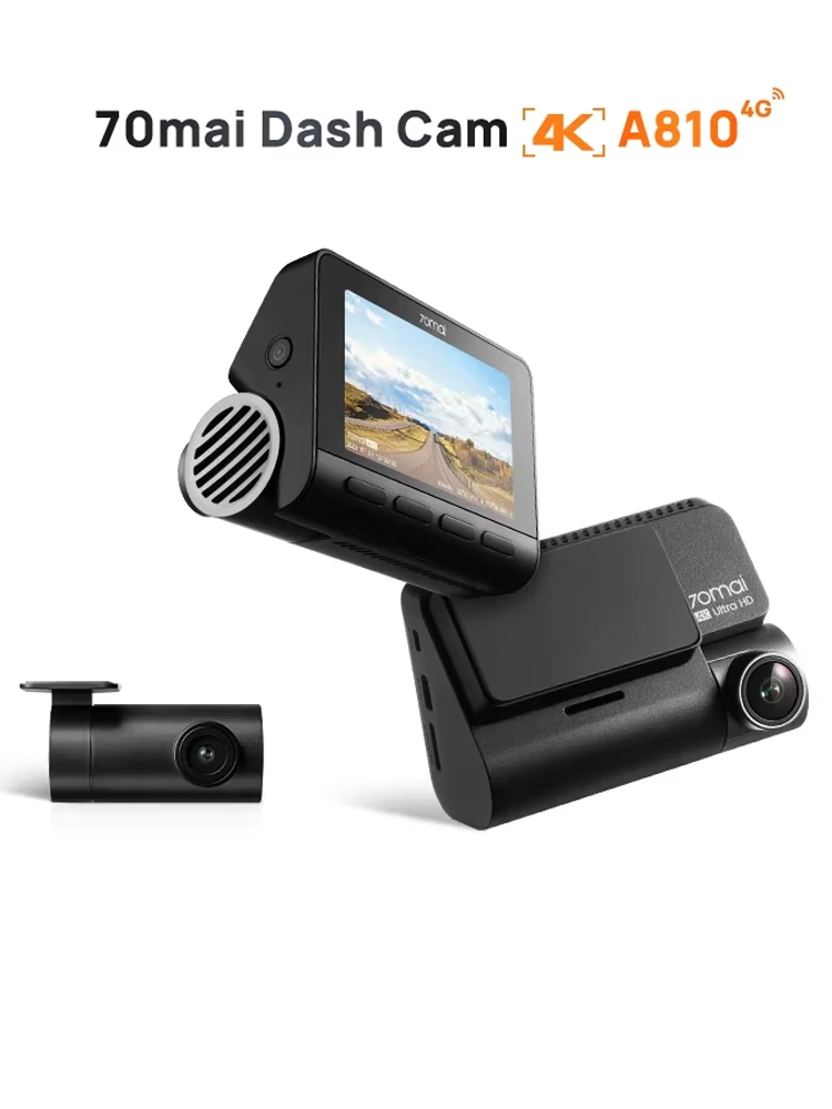 70mai Dashcam 4K A810 Ultra HD 150 °   FOV 24-Stunden-Parküberwachung ADAS, Koordiniert über integriertes GPS, WLAN und 4G für extreme Wetterbedingungen