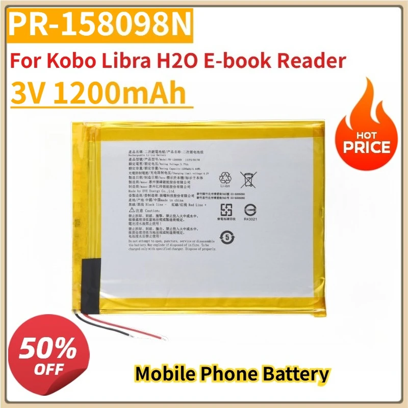 

New Replacement Mobile Phone Battery 3V 1200mAh PR-158098N Li-Polymer for Kobo Libra H2O E-book Reader