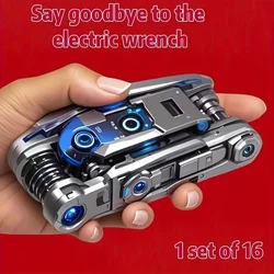 16-in-1 Socket Wrench Set, Non-Slip Rotating Head. Durable Stainless Steel for Home & Car Repairs. Easy & Universal Tool.