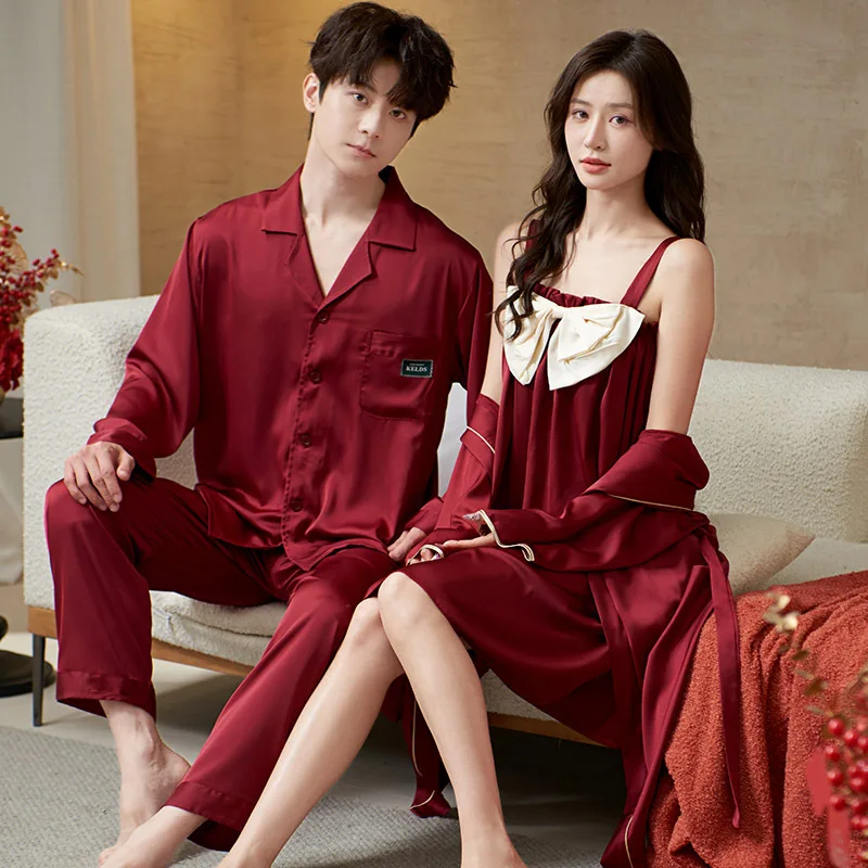 ชุดนอนคู่รัก ชุดคลุมอาบน้ำผู้หญิง แต่งโบว์ ชุดนอน 2 ชิ้น ชุดคลุมอาบน้ำ ชุดนอนผู้ชาย เสื้อ กางเกง ชุดอยู่บ้าน เสื้อผ้าใส่ในบ้าน