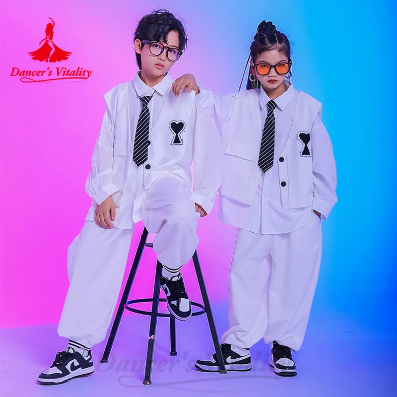 Street Dance Costumes Children's Fashion Hip-hop Locking Poping Dancing Clothing Boys' and Girls' Jazz Dance Performance Suit