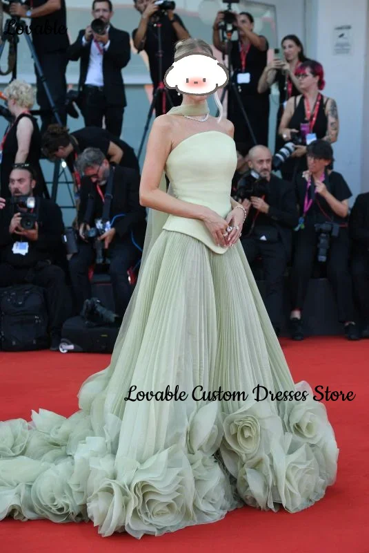 

Customized فساتين سهرة 2025 A-Line Strapless Floor-Length Hand-Made Flowers Luxury Evening Dresses Zipper Up Sleeveless Prom Dre