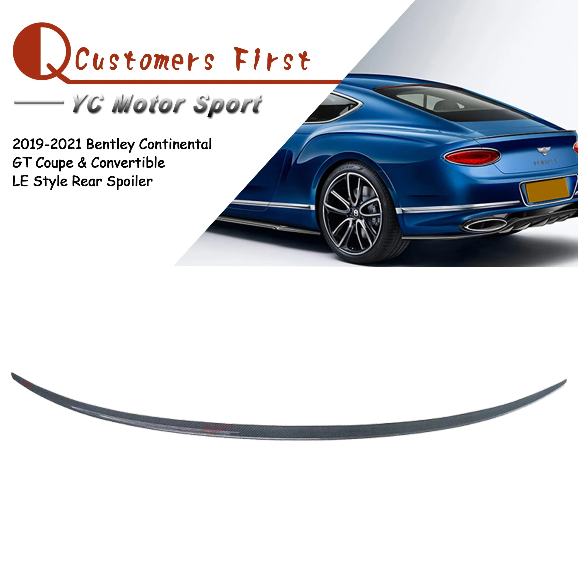 Car Accessories Carbon Fiber LE Style Rear Spoiler Fit For 2019-2021 Bentley Continental GT Coupe & Convertible Trunk Wing