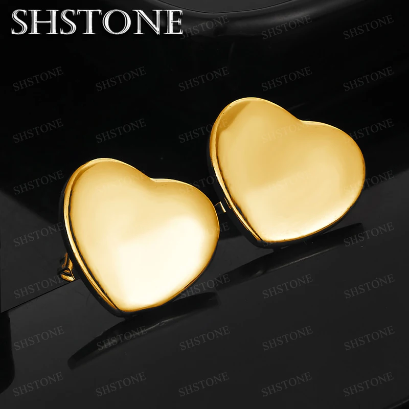 18K Gold Classics Heart Stud Earrings For Women Earring Lady Fashion Party Engagement Wedding Jewelry Gifts