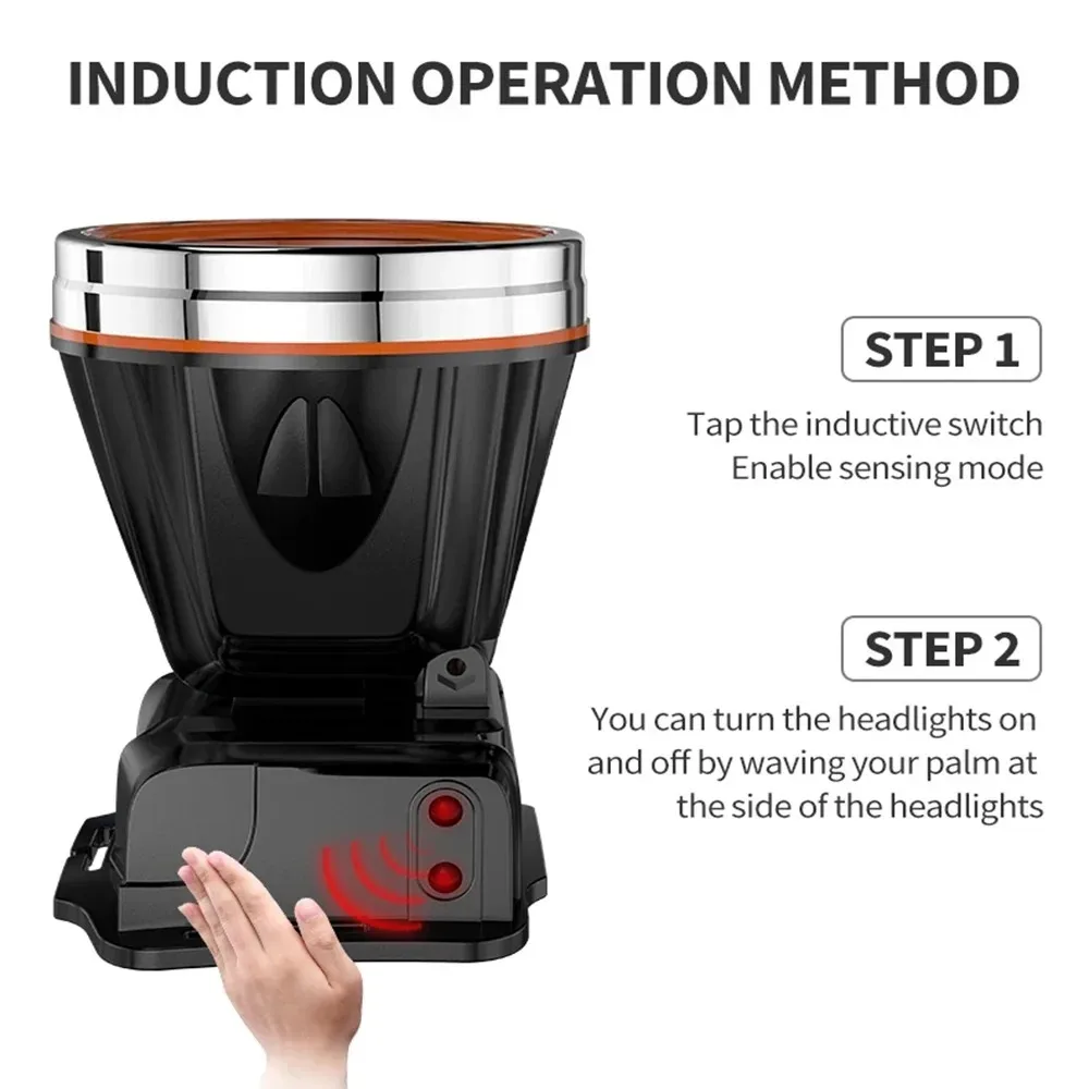 Inductive Sensor Headlamp Powerful LED USB Rechargeable Head Light for Outdoor Night Fishing Camping Working Lighting