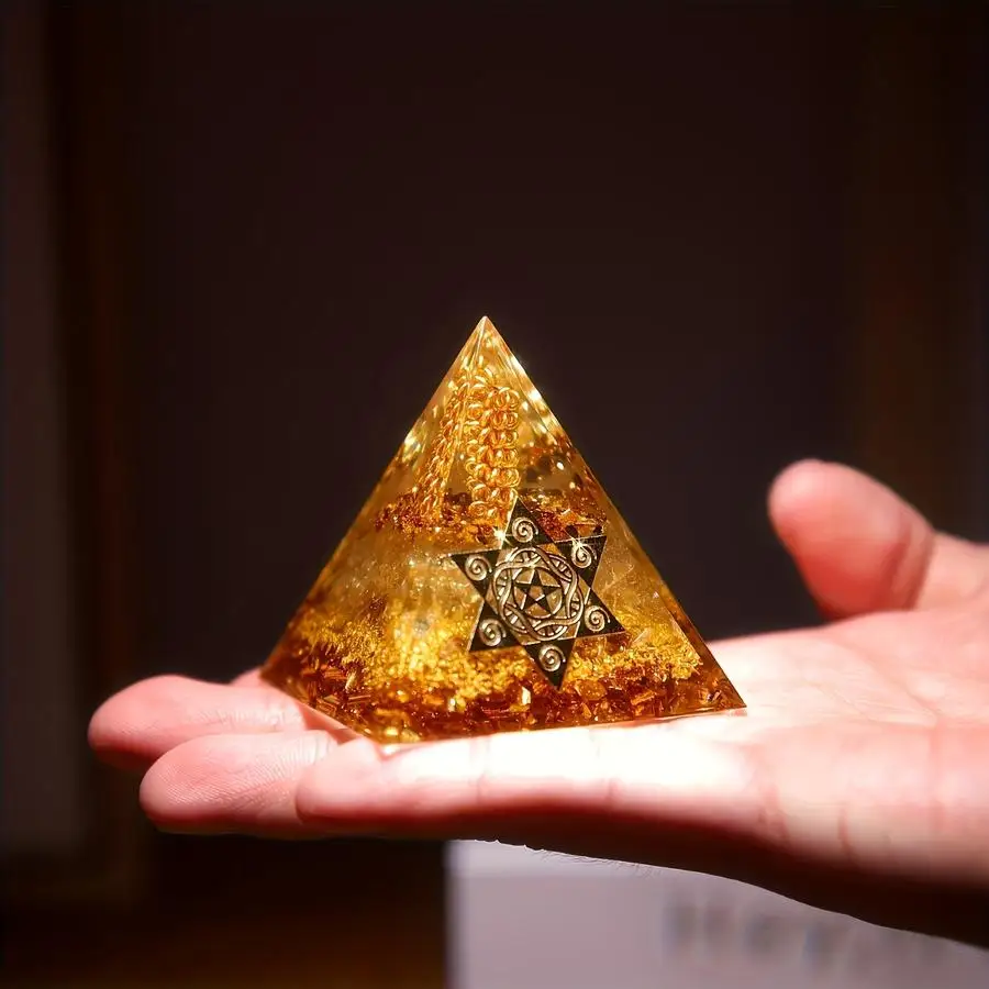 1/5/10/20/50/100pcs Citrine Wealth Energy Pyramid, Home And Office Decoration, Ideal Gift for Halloween, Christmas, Valentine'S