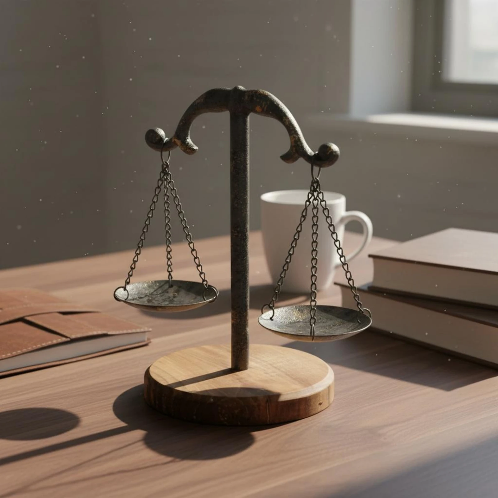 Décoration de bureau pour avocat, finition rustique, ornement en fer vintage en forme de balance, ornement de balance vintage fait main pour avocats