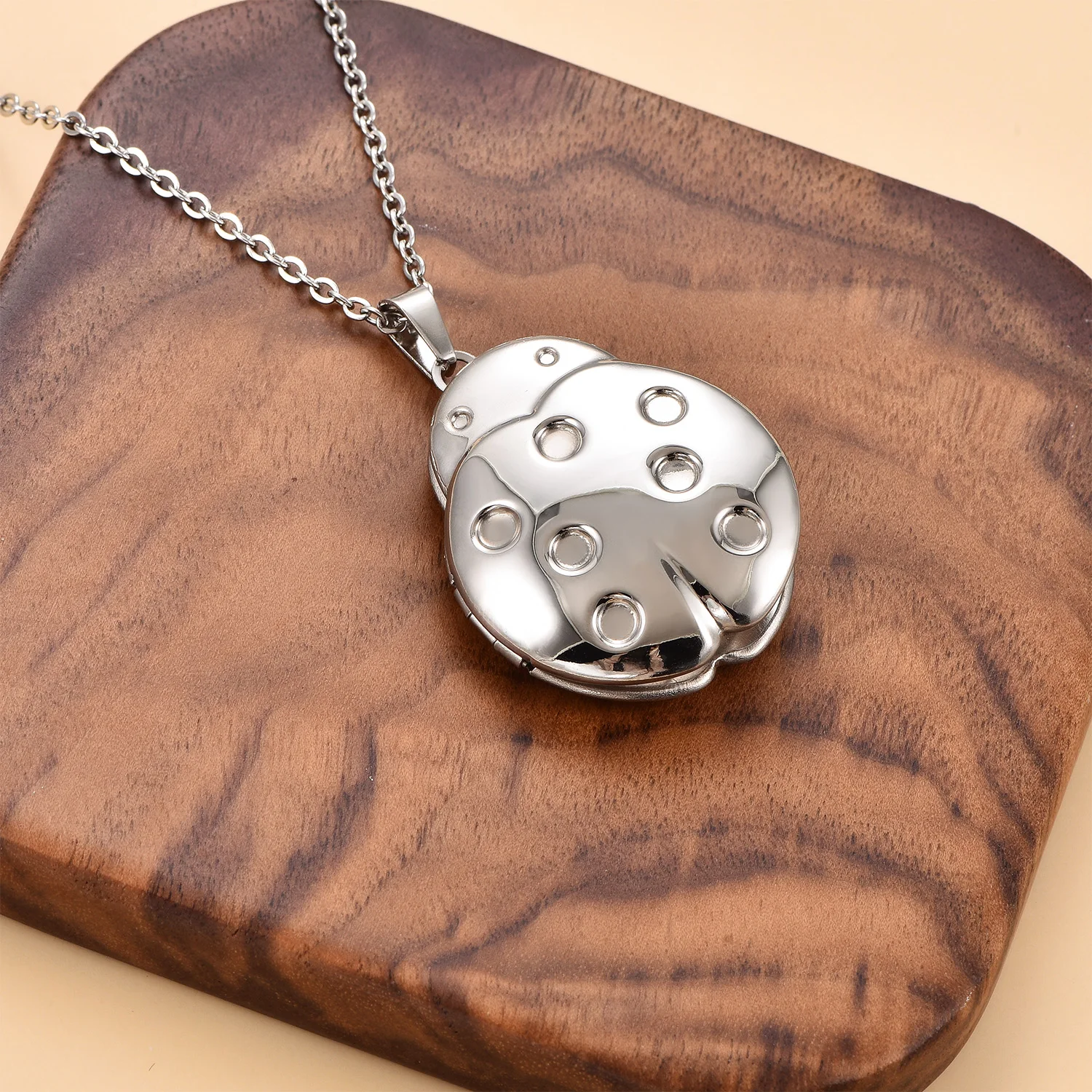 Niedliche Käfer-Bildanhänger aus Edelstahl, Öffnbarer Fotorahmen, Marienkäfer-Kette, Nostalgie-Geschenk für die Familie – Detail 7