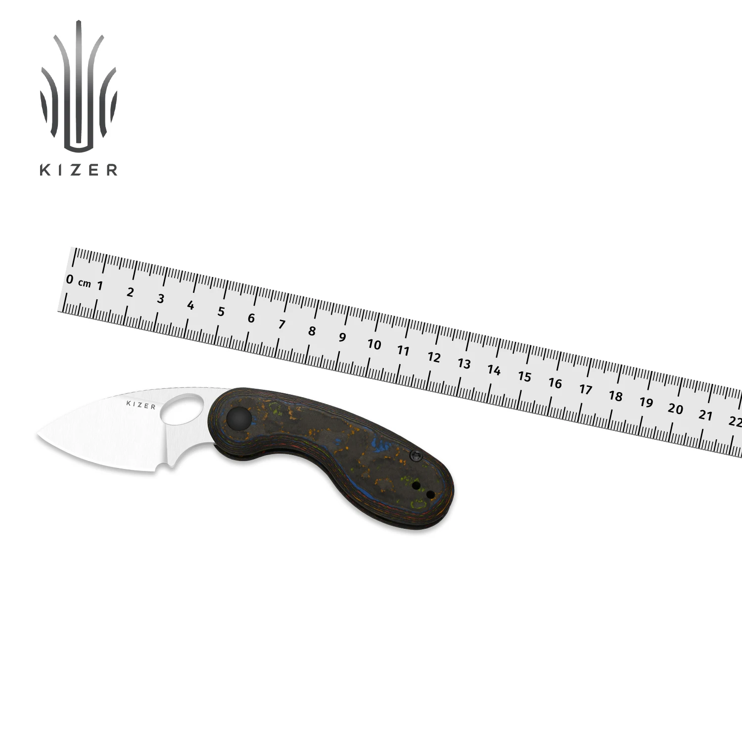 

Kizer Folding Knife Microbe Ki2742A1/Ki2742A2 2026 New Arrivals Camo Carbon 80's/Fat Carbon Handle M390 Blade Survival Knives