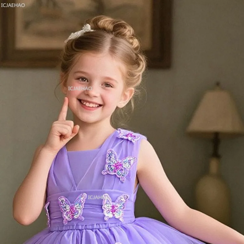 أطفال بنات الأميرة حزب ثوب الأطفال زهرة فتاة فستان الزفاف لعيد ميلاد أداء البيانو المضيف مساء مهرجان زي