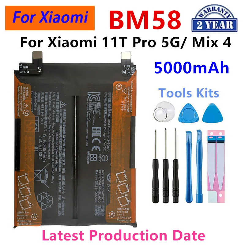 Brand New BM58 5000mAh Battery For Xiaomi 11T Pro 5G/ Mix 4 Phone Replacement Batteries+Tools