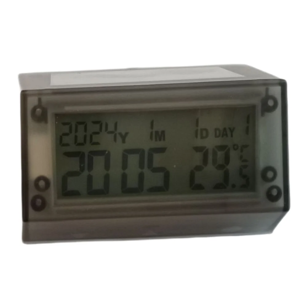 Solar Powered For Mini Digital Clock For Car Dashboard Display Date Temperature Weatherproof Touch Button Auto Interior Accessor