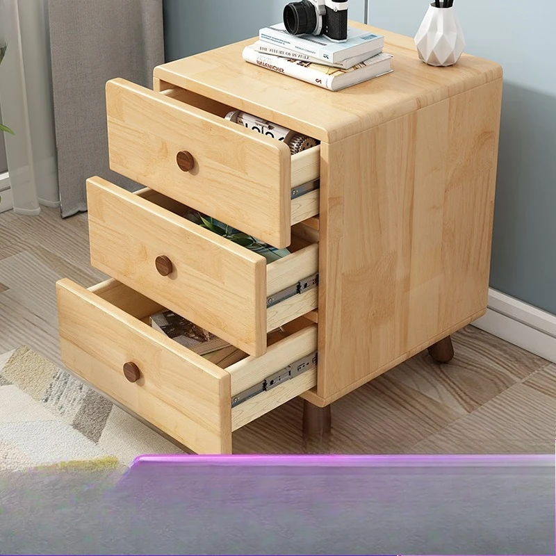 Three-draw simple Nordic solid wood storage household bedroom bedside multi-layer storage chest