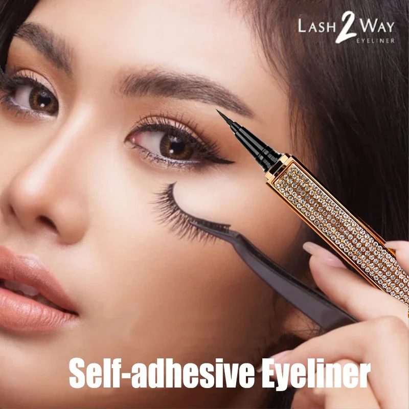 Self-adhesive Eyeliner Pen Glue-free Magnetic-free False Eyelashes Waterproof Lasting Diamond Bling Eye Liner Makeup Cosmetics