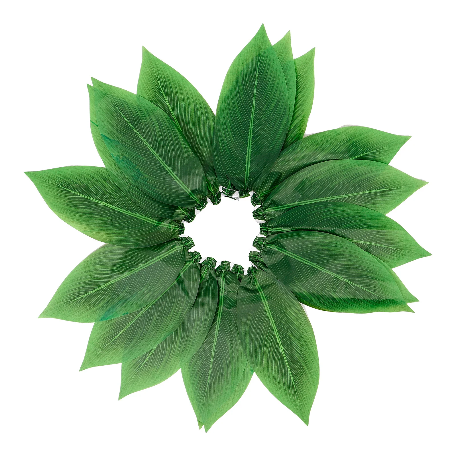 กระโปรงหญ้าโพลีเอสเตอร์ ลายใบไม้ ยางยืด สำหรับงานปาร์ตี้ฮาวาย ชุดแสดงบนเวที งานเลี้ยงริมชายหาด หรือการแสดงเต้นรำ