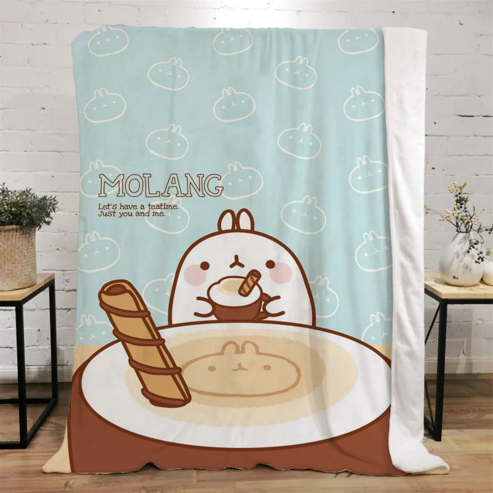 Molang Luxury Throw Blanket for Sofa Decoration Bed Blankets Characters Interior for Home Fluffy Soft Blankets King Size Cobija