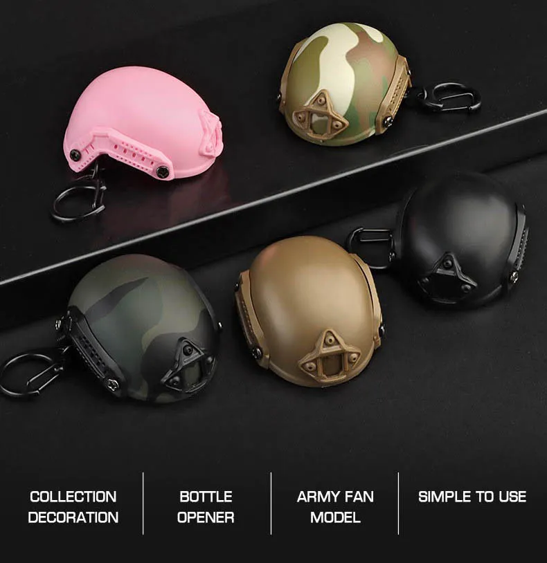 Mini FAST Helmet Keychain Bottle Opener Outdoor Camping Tool Helmet Shaped Charm Decrowner Backpack Pendant Gift for Men