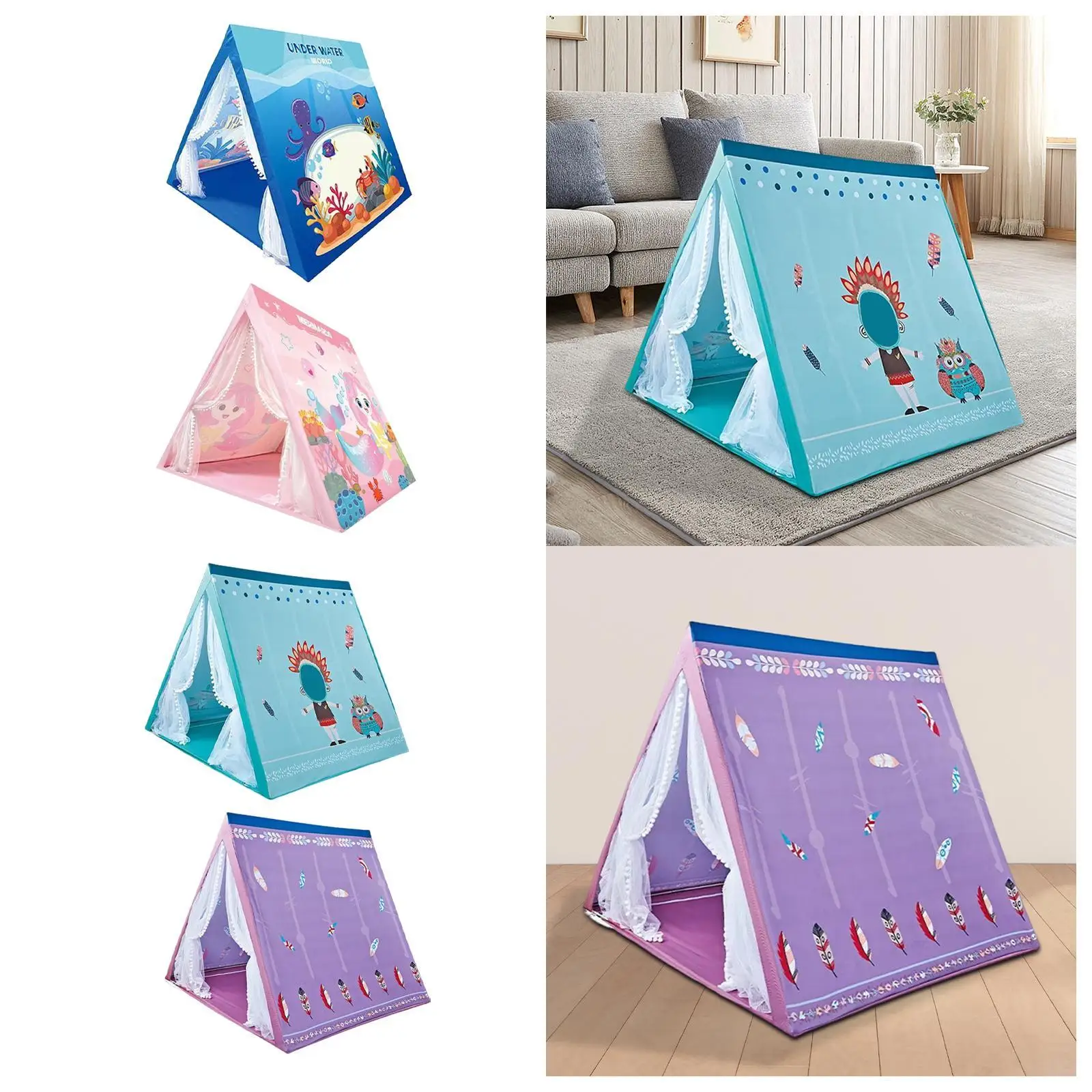 Kids Play Tent Foldable Gifts Large Indoor Playhouse Indian Playhouse Teepee Tent for Children Backyard Party Toddlers Picnics