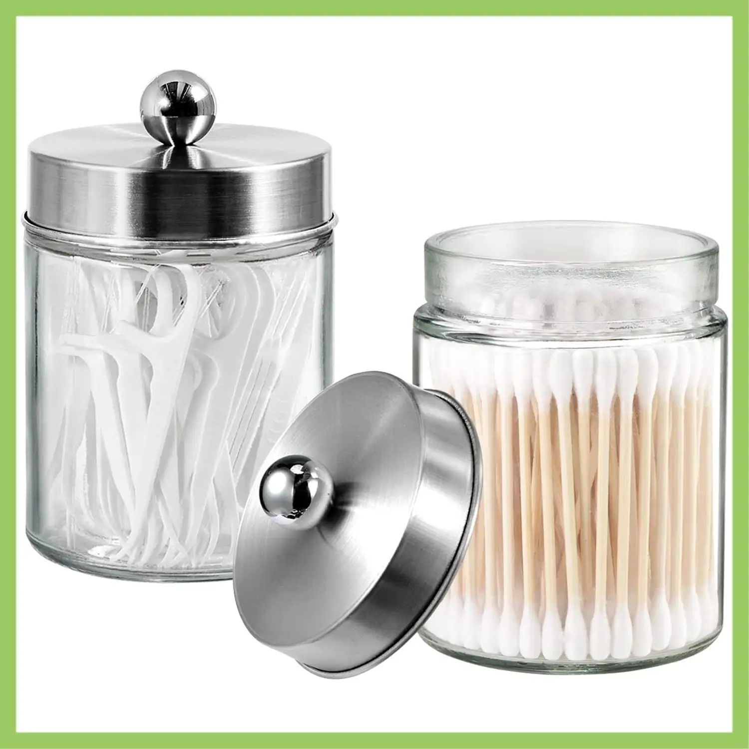 

4 Pack Apothecary Jar Canisters Bathroom Vanity Organizer -Holder Storage Organizer Set Countertop Canister