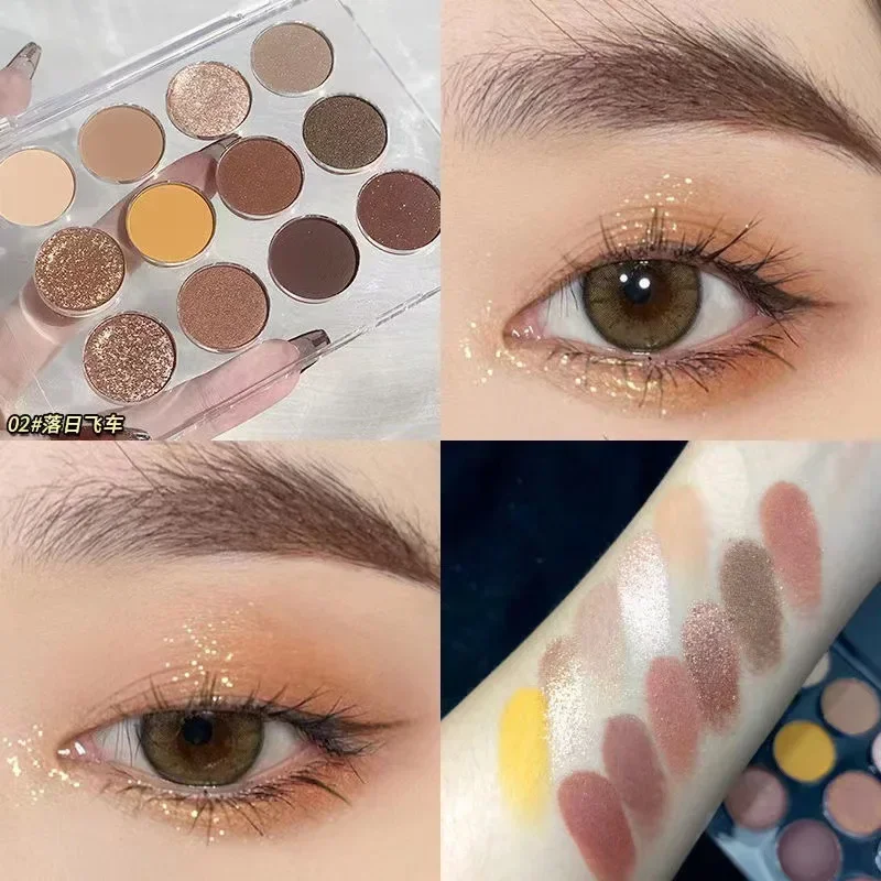 12 cores paleta de sombra de olho perolado sombra brilho cor da terra sombras de olho brilhante palete maquiagem pigmentos cosméticos