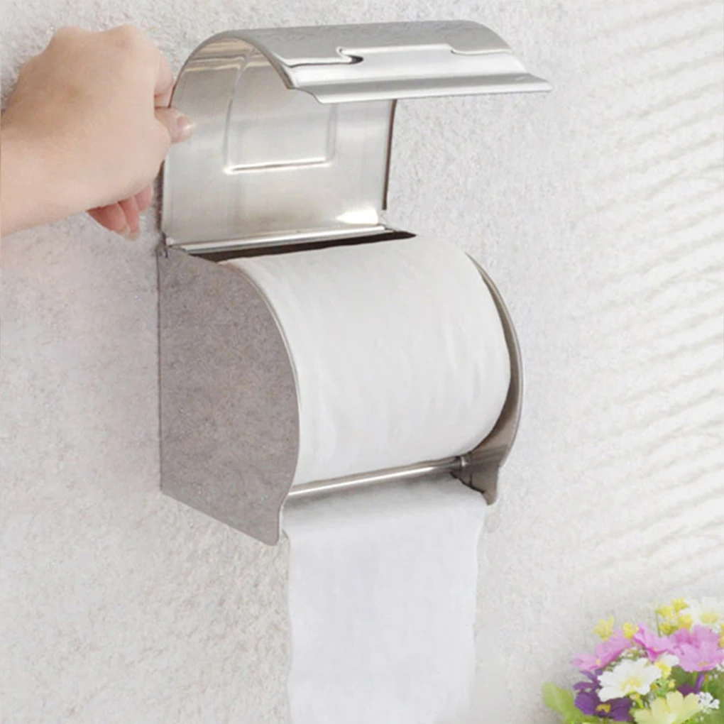 

Polished And Fashionable Stainless Steel Roll Paper Box For Bathroom Stainless Steel Is Waterproof silvery