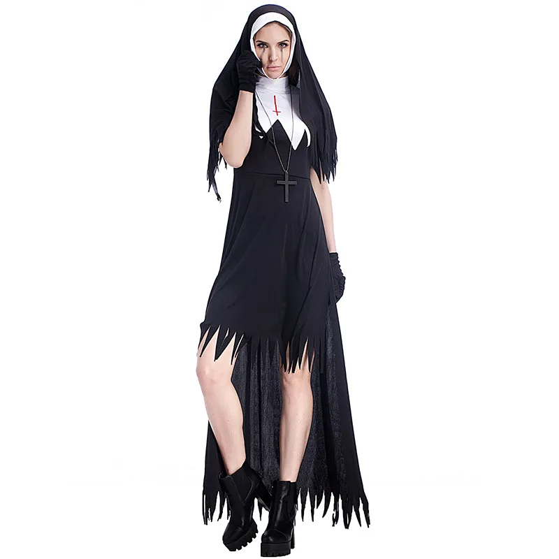 Adults Choir Nun Priest Easter Clergy Pray Costumes Women Mother Gothic Zombie Devil God Theme Halloween Party Cosplay Outfit