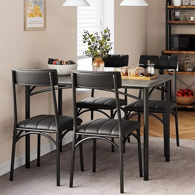 Dining table and chair combination small apartment household light complete set rectangular dining table
