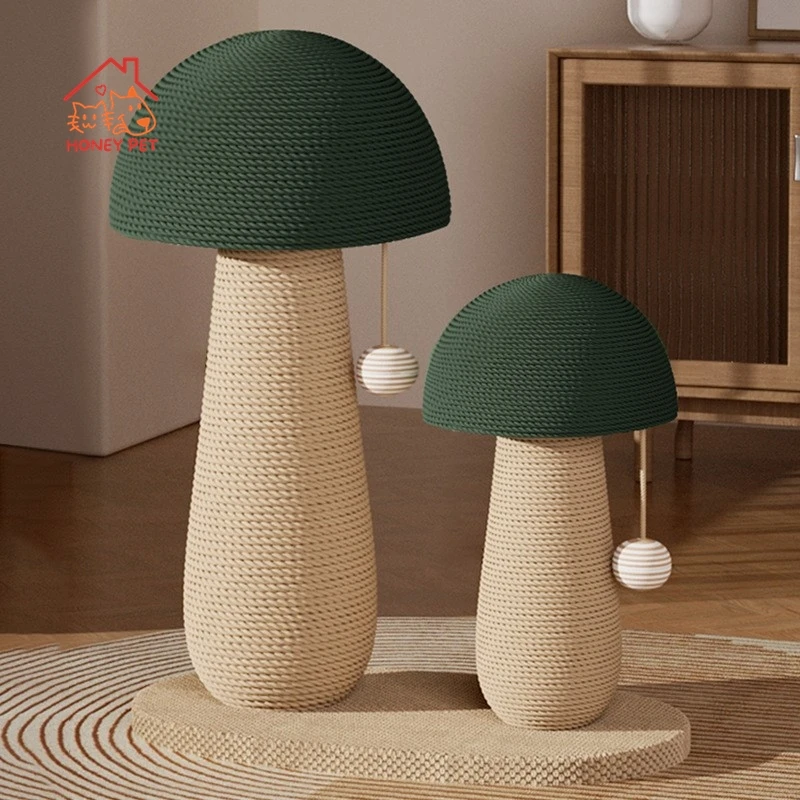 Mushroom Cat Scratching Board Wear-resistant Non-Debris Vertical Sisal Rope Claw Sharpening Tease Cat Toys Rascador Gato