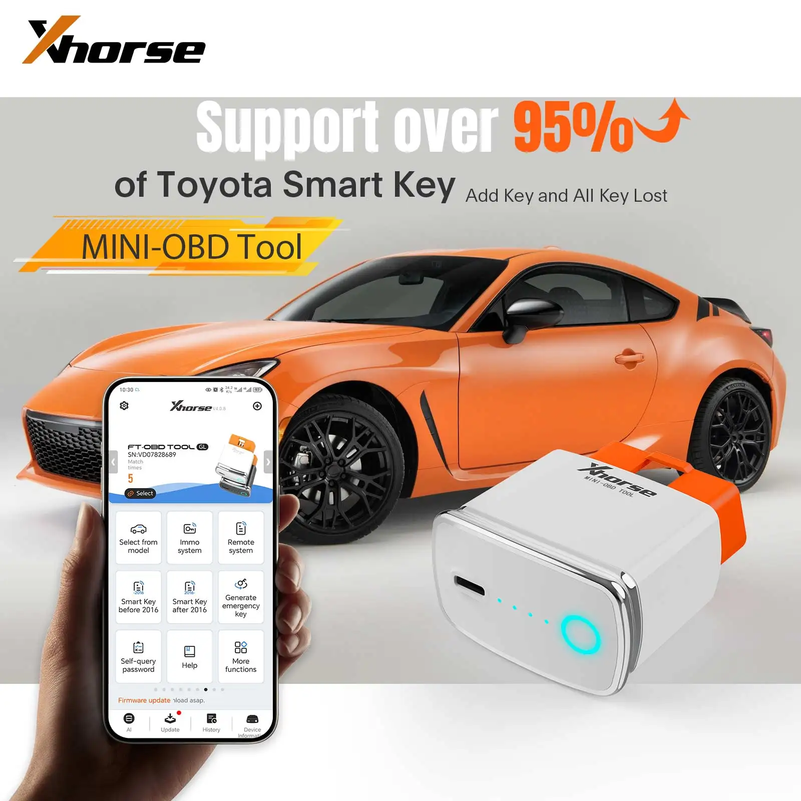 Xhorse XDMOT0GL MINI OBD Tool FT-OBD for Toyota Smart Key Support Add Key and All Key Lost