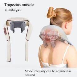 New USB Tape Neck Shiatsu Massage Belt Neck Back Shoulder and Neck Massager U-shape Electric Neck Massager with long-las