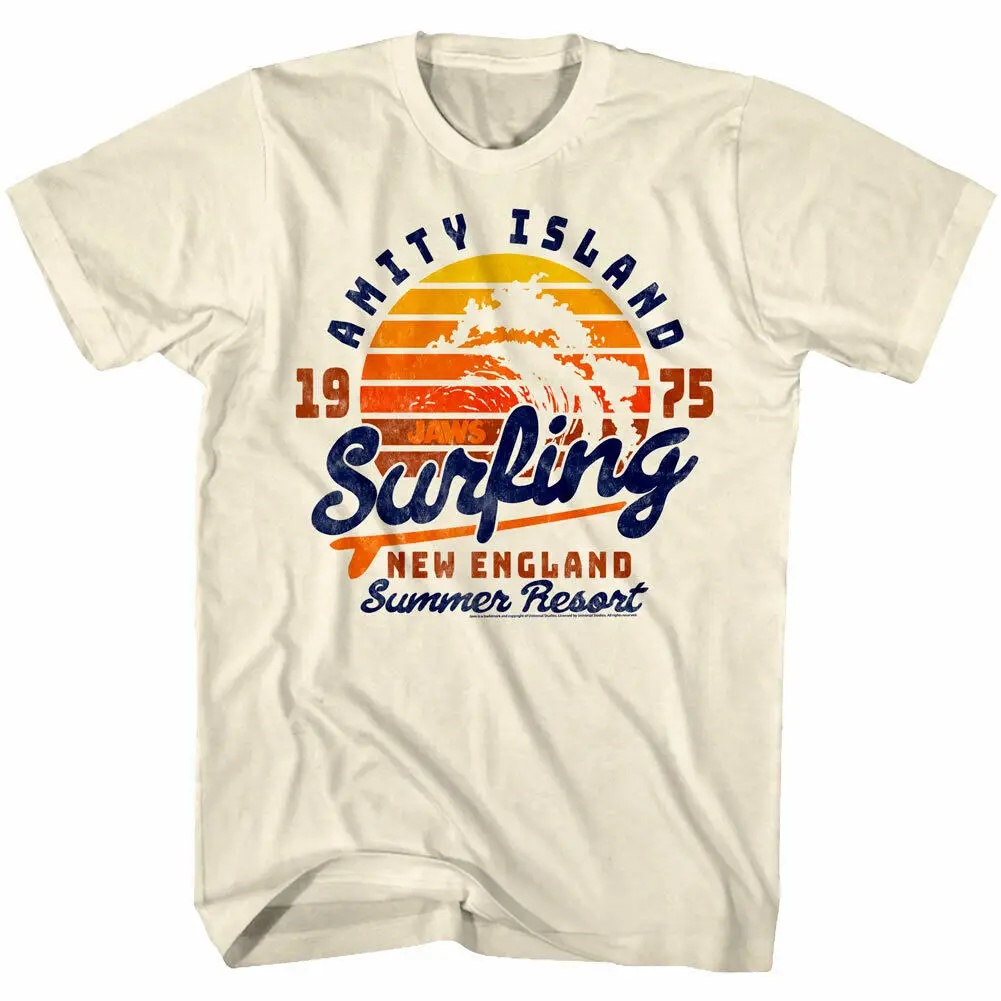 Jaws Amity Island Surfing Men'S T Shirt Shark Summer Resort Fishing Gear